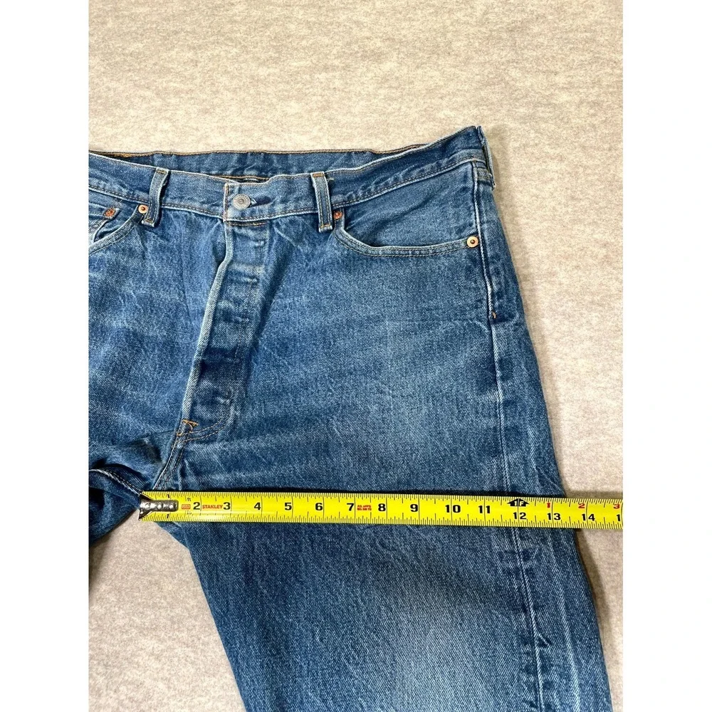 Levi's‎ 501 Authentic Jeans Mens 38x32 Blue Whiskering Denim Cotton Straight Leg